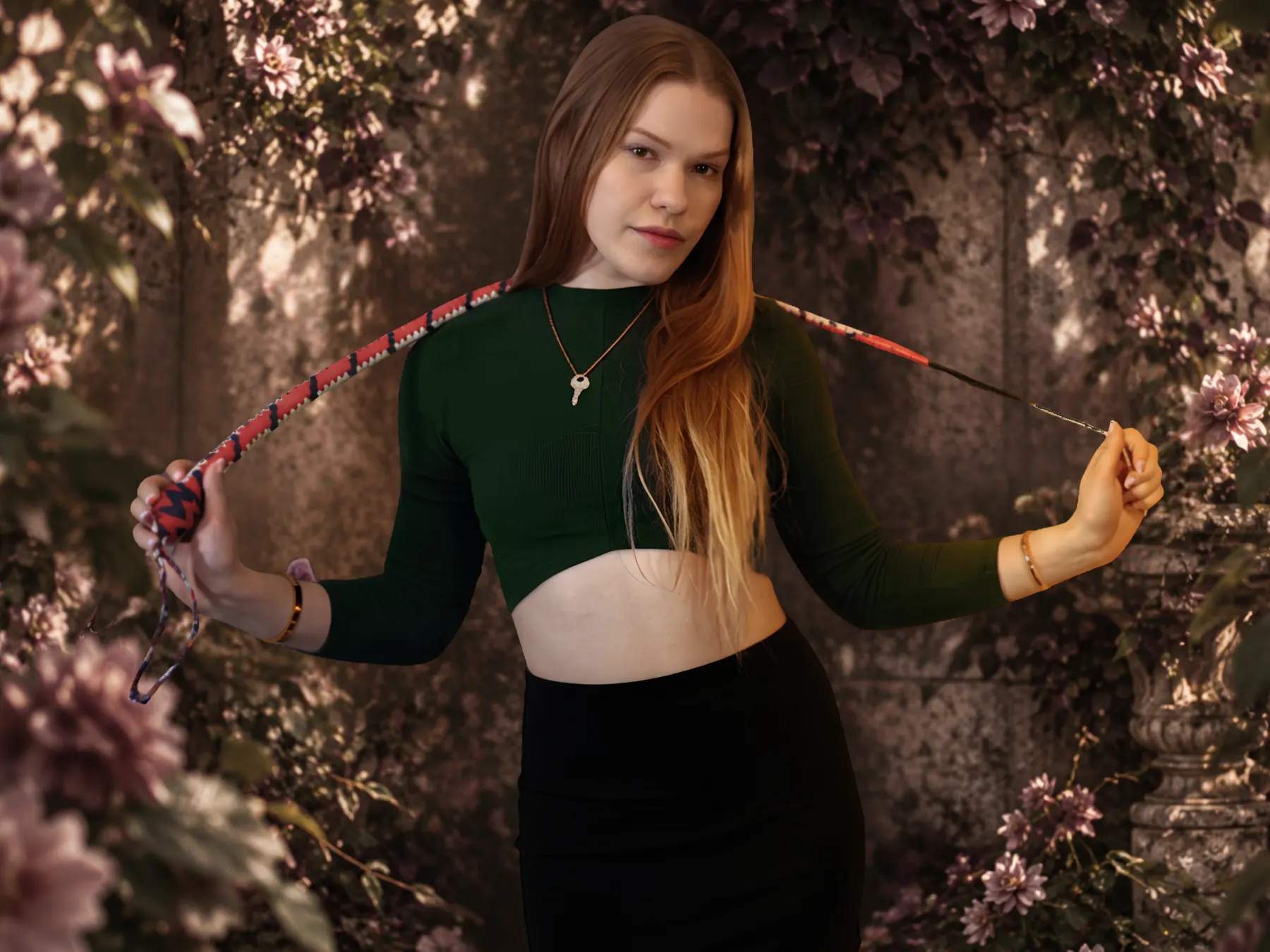 Princess Stella in a dark garden setting